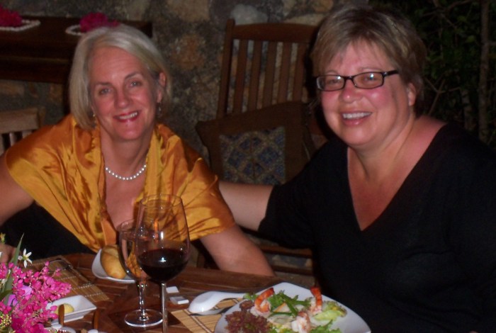 Kathy and Sara Private dining in the resort's old estate ruins (3)