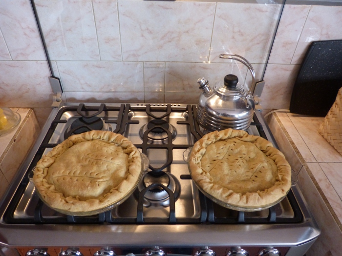 Apple pies in our Cuenca kitchen--