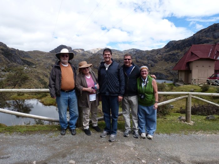 At the entrance to Cajas National Park, (L-R) Fred, Susan, Juan, David, and Kathy--(Sara's image)