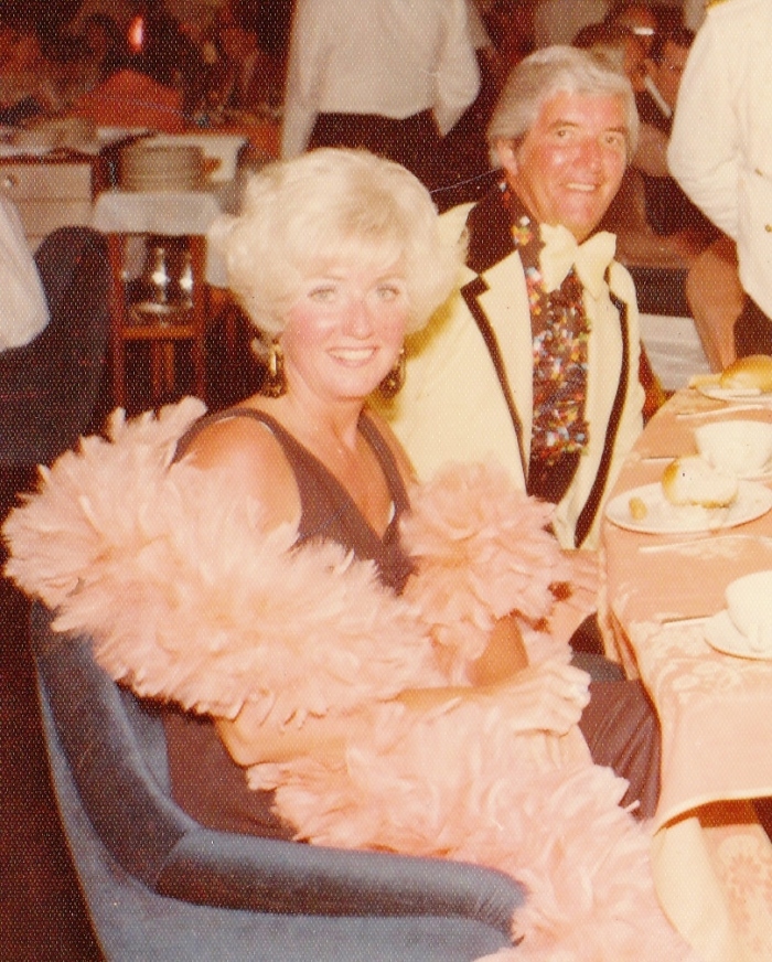 My parents during the later '70s--my mother in her famous feather boa.