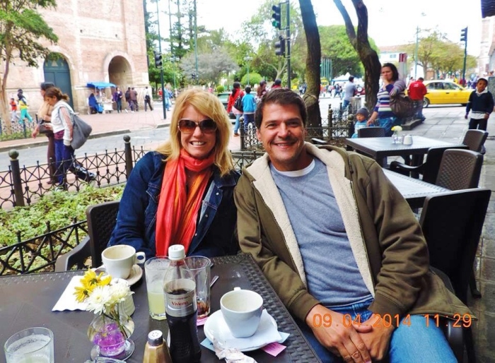 Lynn with our buddy Juan at Don Colon's in Cuenca--